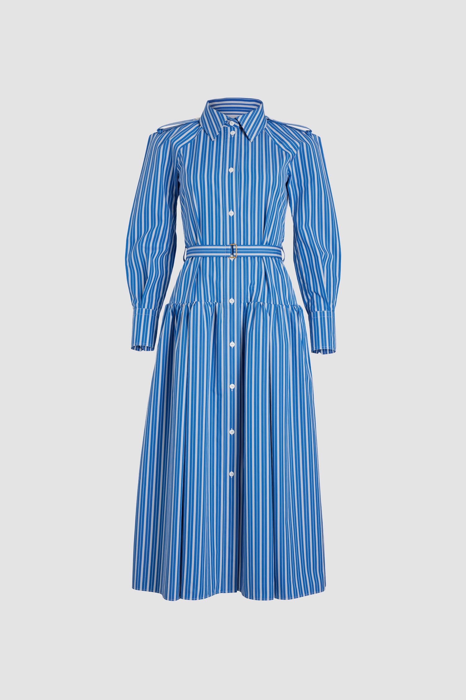 Patou DR154 robe maxi bleu rayé coton ceinture 38