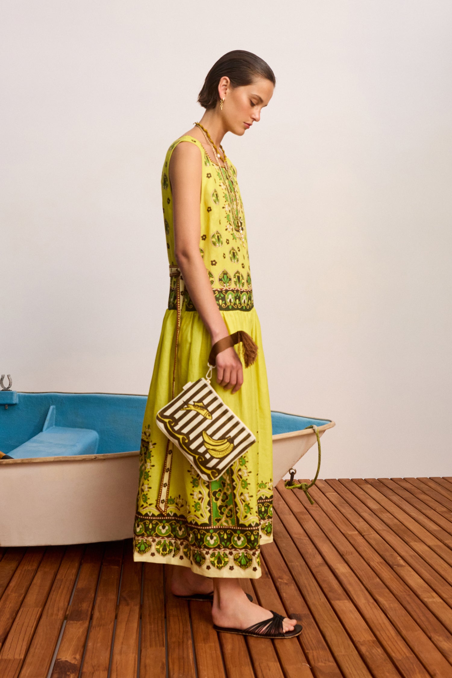 Alemais Bridgette robe midi chanvre ceinture
