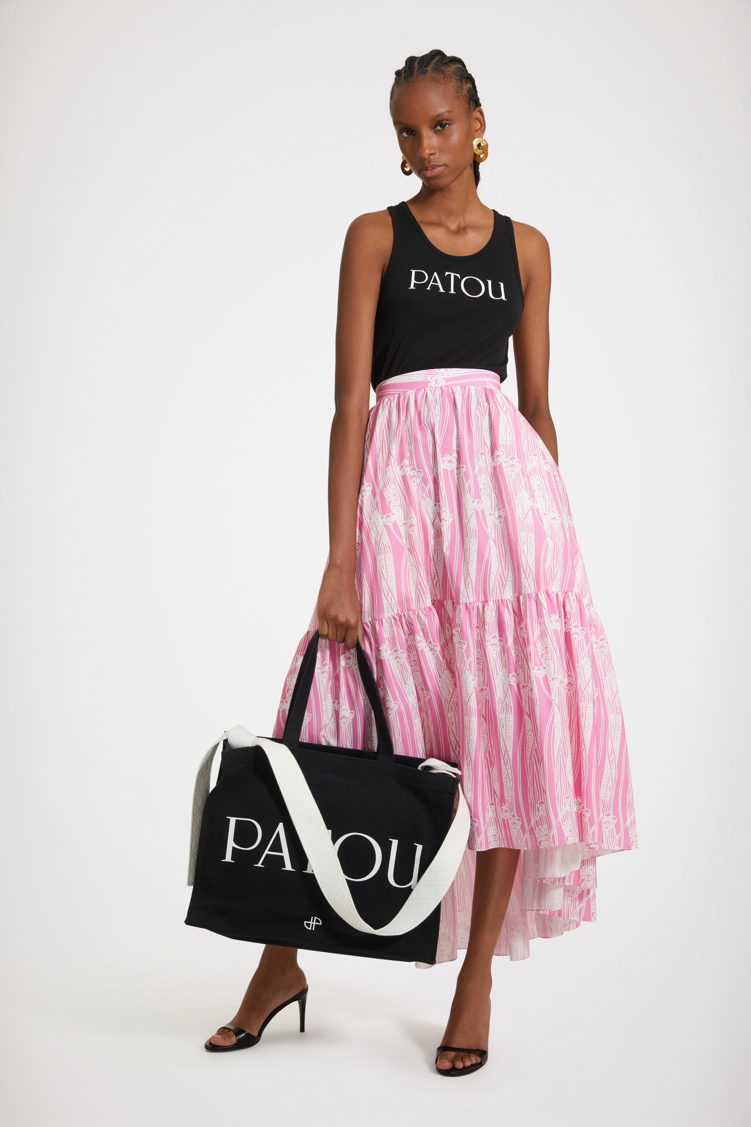 Patou P23SK03801195054 jupe maxi coton bio rose Art Deco Pink