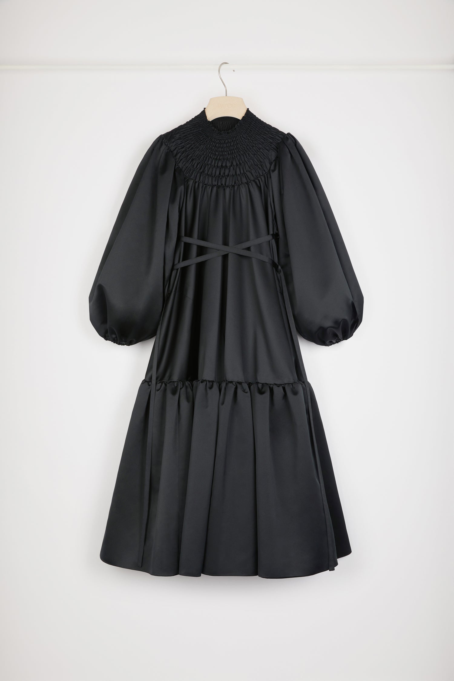 Patou H23DR1200152999B robe maxi satin noir smock