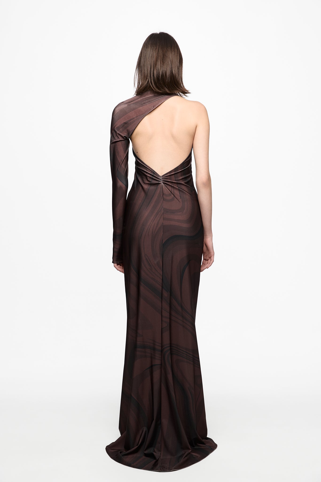 ATU Body Couture Long Chocolate Print Maxi Dress robe imprimé S