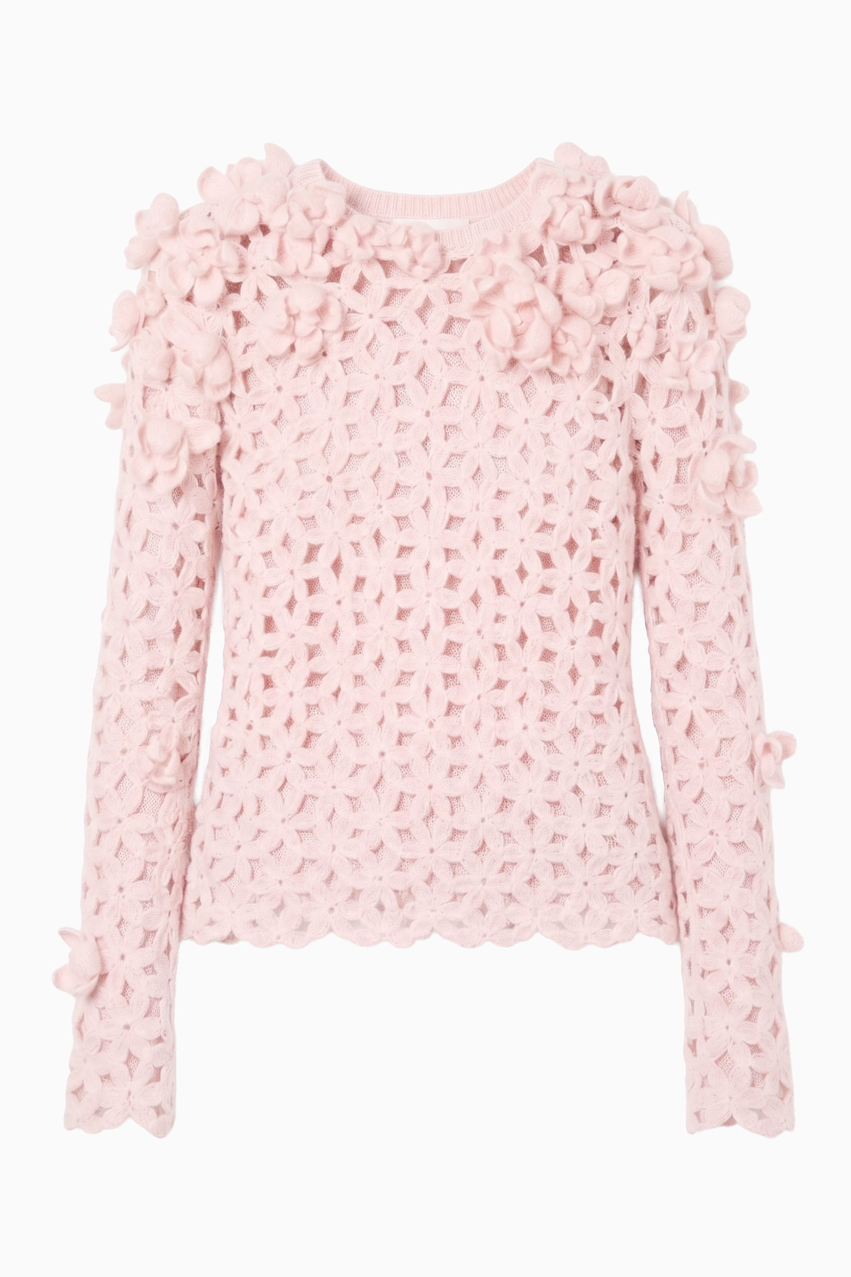 Ulla Johnson Bendetta FA260730 pull crochet Powder rose