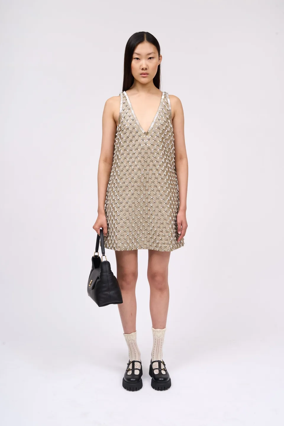 Paul & Joe Aubepine robe trapèze strass tilleul