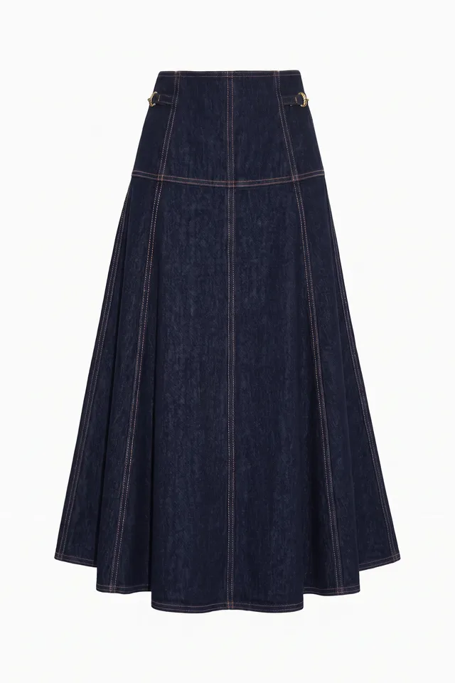 Ulla Johnson Denim Brigette Jupe midi Tigris coton