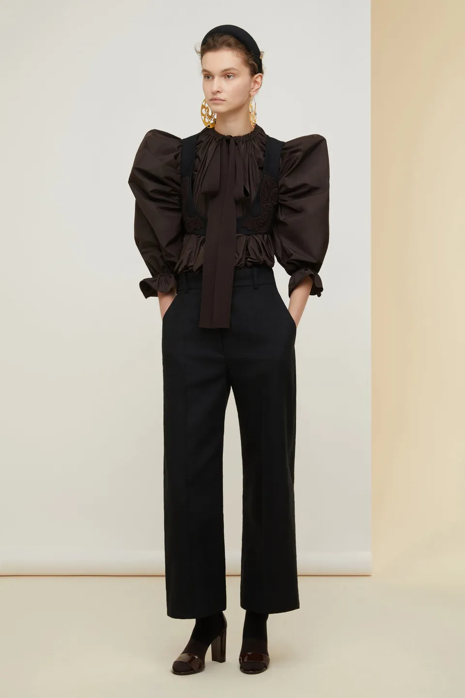 Patou A21TR0010088999B pantalon tweed noir court