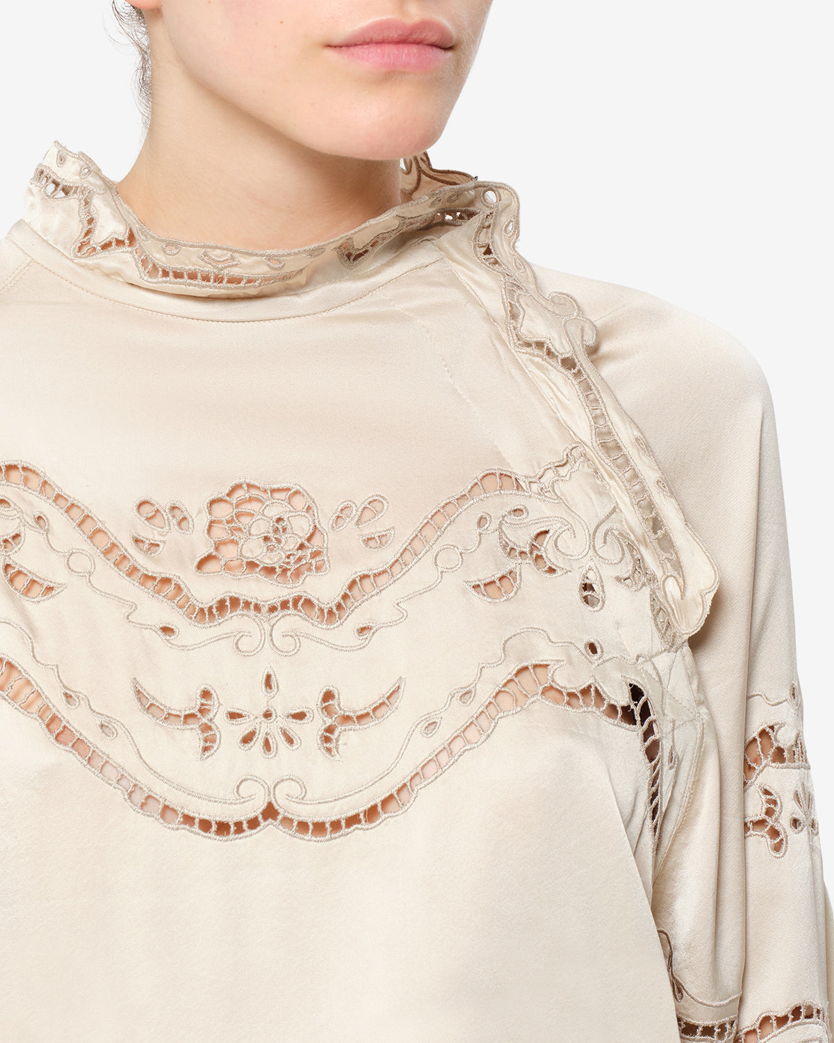 Isabel Marant Enelia Blouse champagne soie brodée