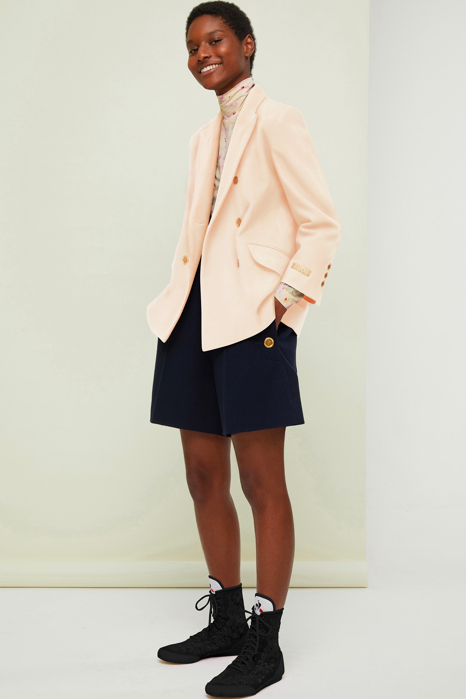 Patou veste tailleur H20JA001 laine cachemire rose 40