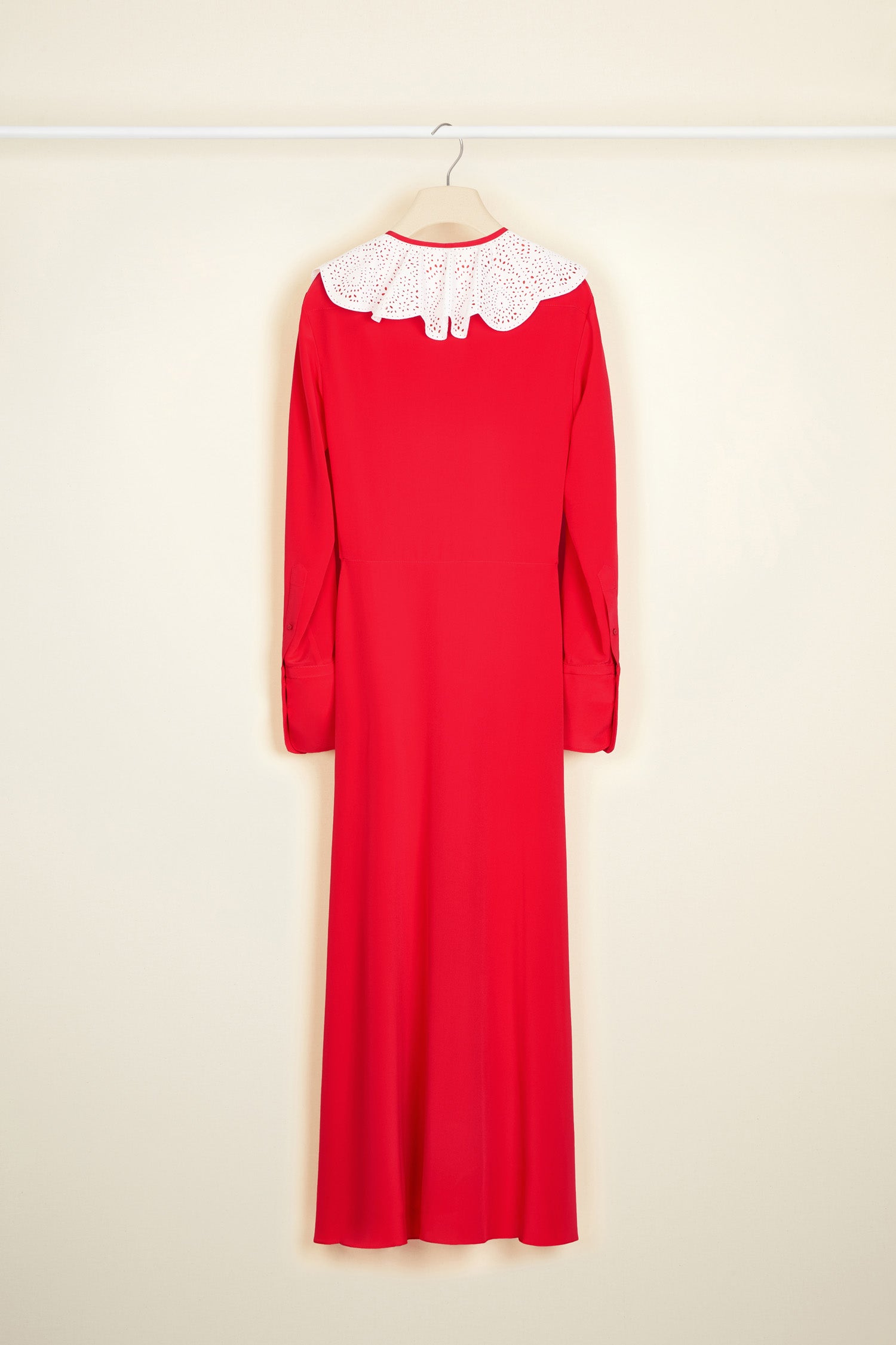 Patou P21DR0680013303R robe chemise midi soie rouge Capucine