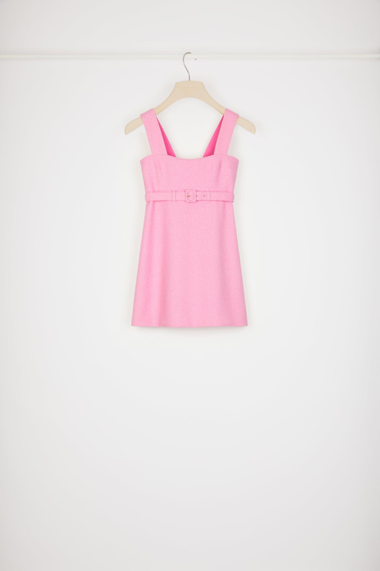 Patou P23DR1050134453B robe tweed Begonia Pink ceinturée