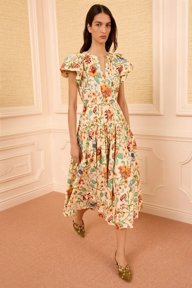Ulla Johnson Marin robe midi coton Abalone imprimé