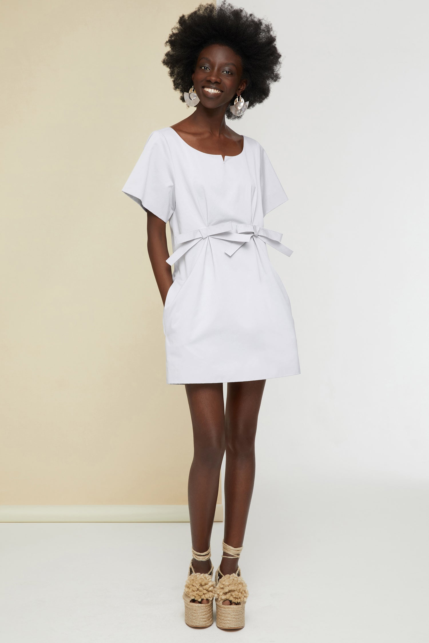 Patou E20DR0450048902G mini robe nœud gris satin coton