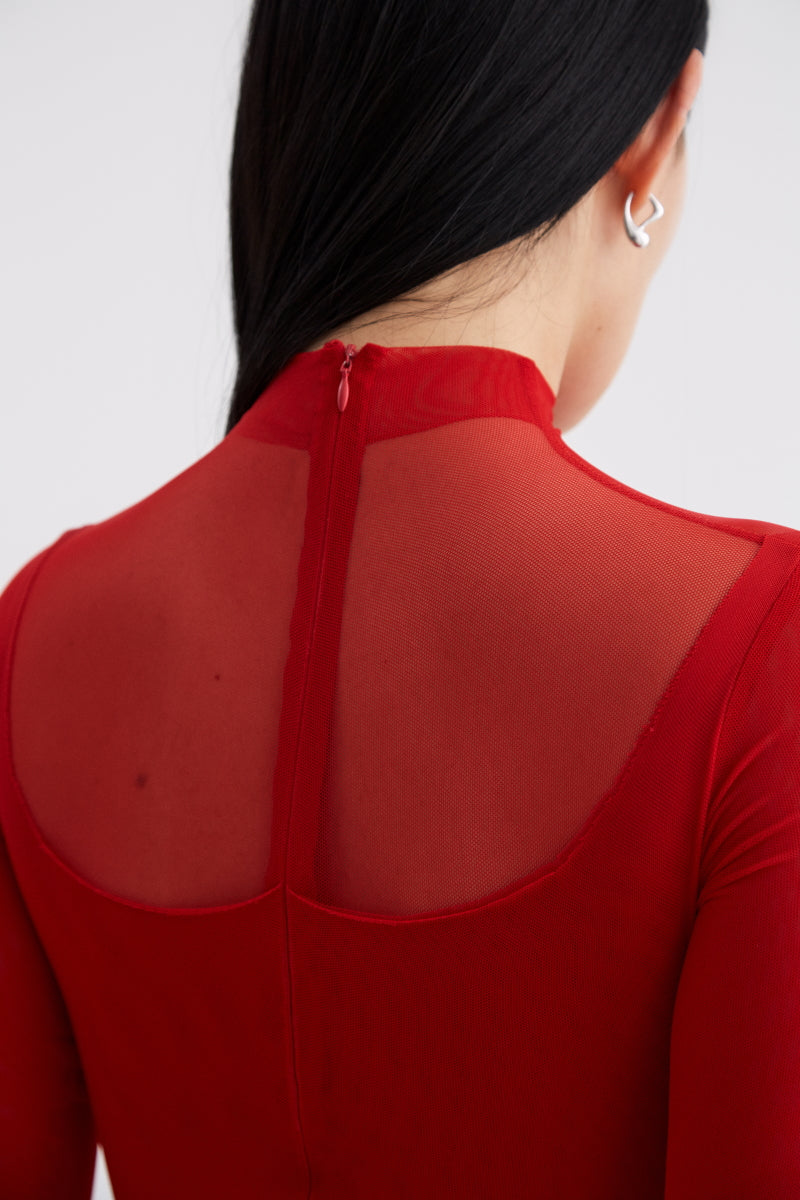 ATU Body Couture Soulmate Catsuit combi tulle rouge S