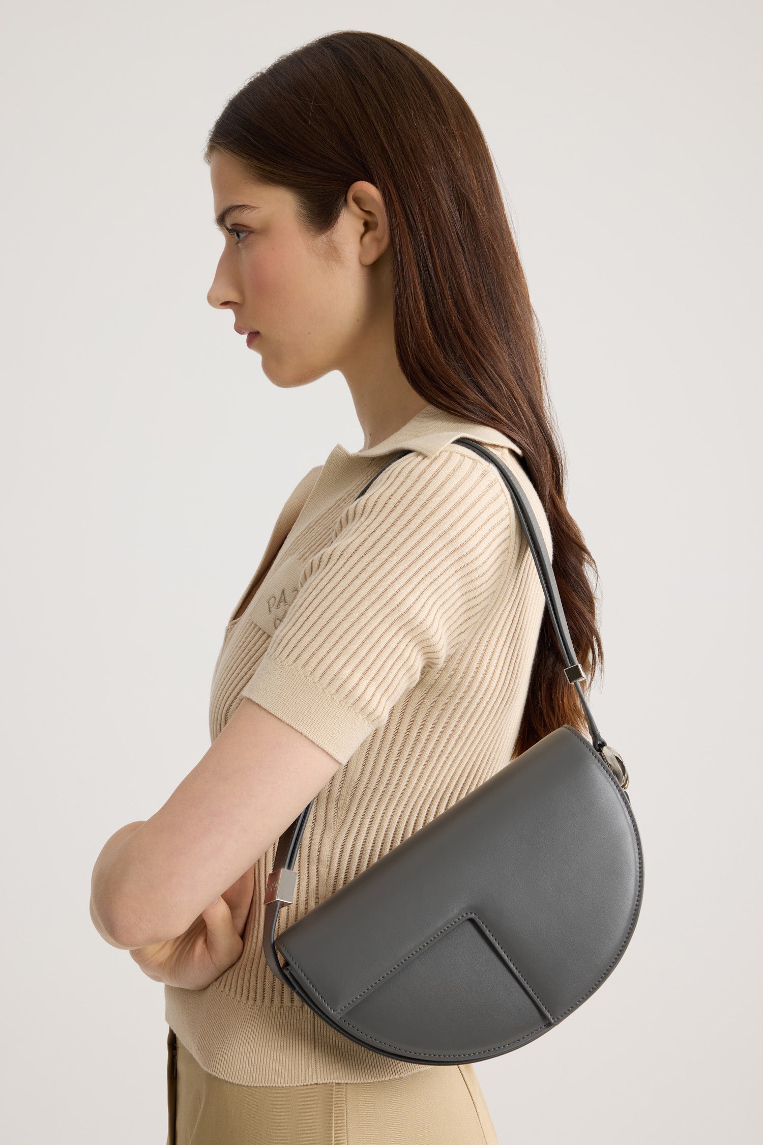 Patou BA0225000966G Le Patou Sac Cuir Gris Stormy Sea
