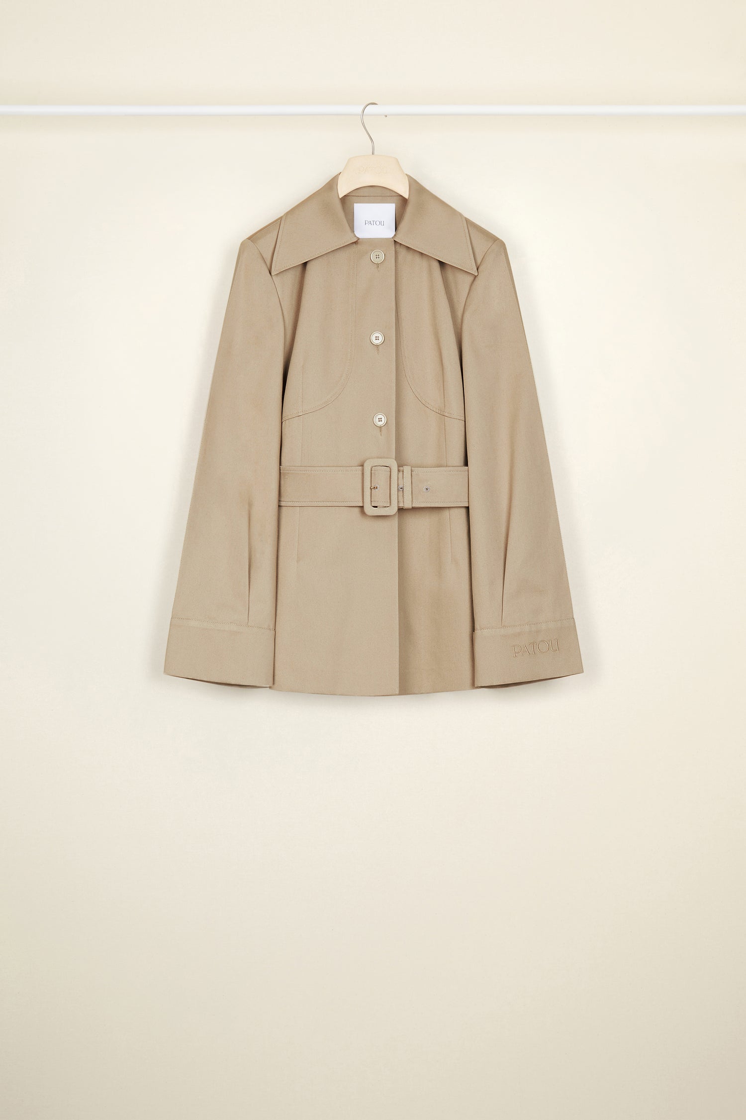 Patou JA023 veste coton bio Parchment beige ceinturée