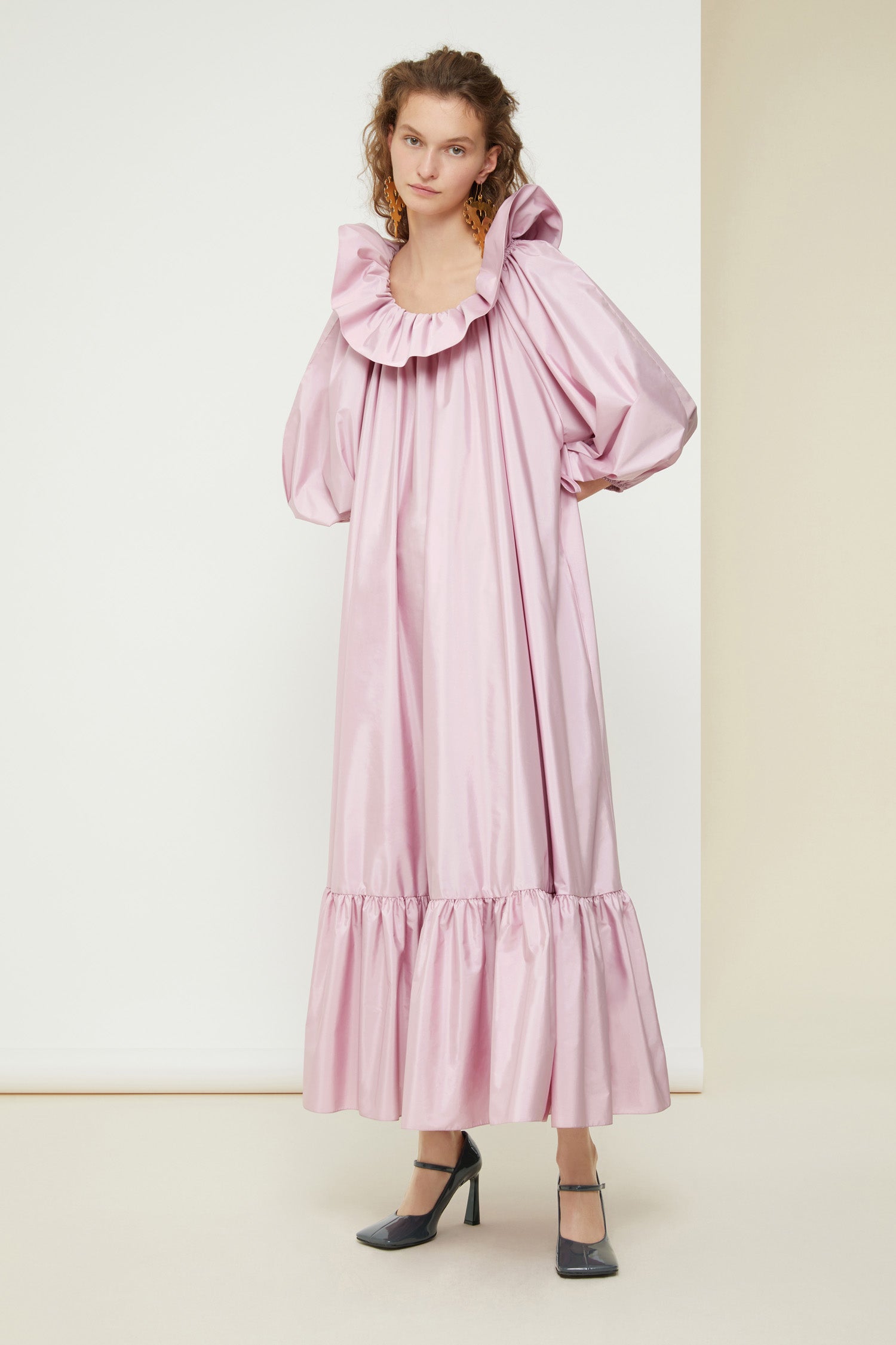 Patou P21DR0590011420P robe maxi rose Peony faille recyclée
