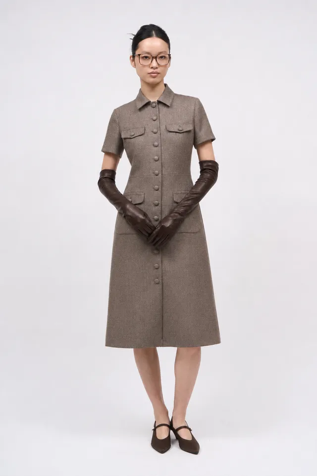 Paul & Joe Natalia robe midi twill laine chamois