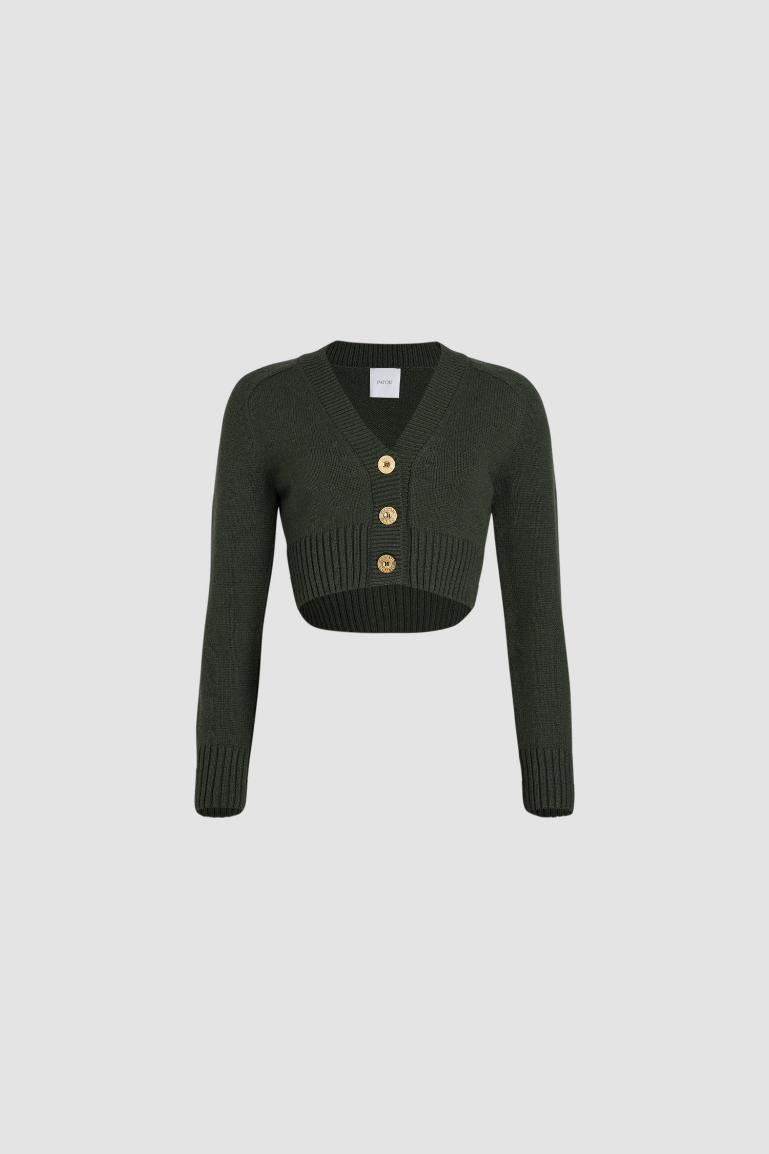 Patou H24KN2038064754B gilet cropped laine cachemire vert