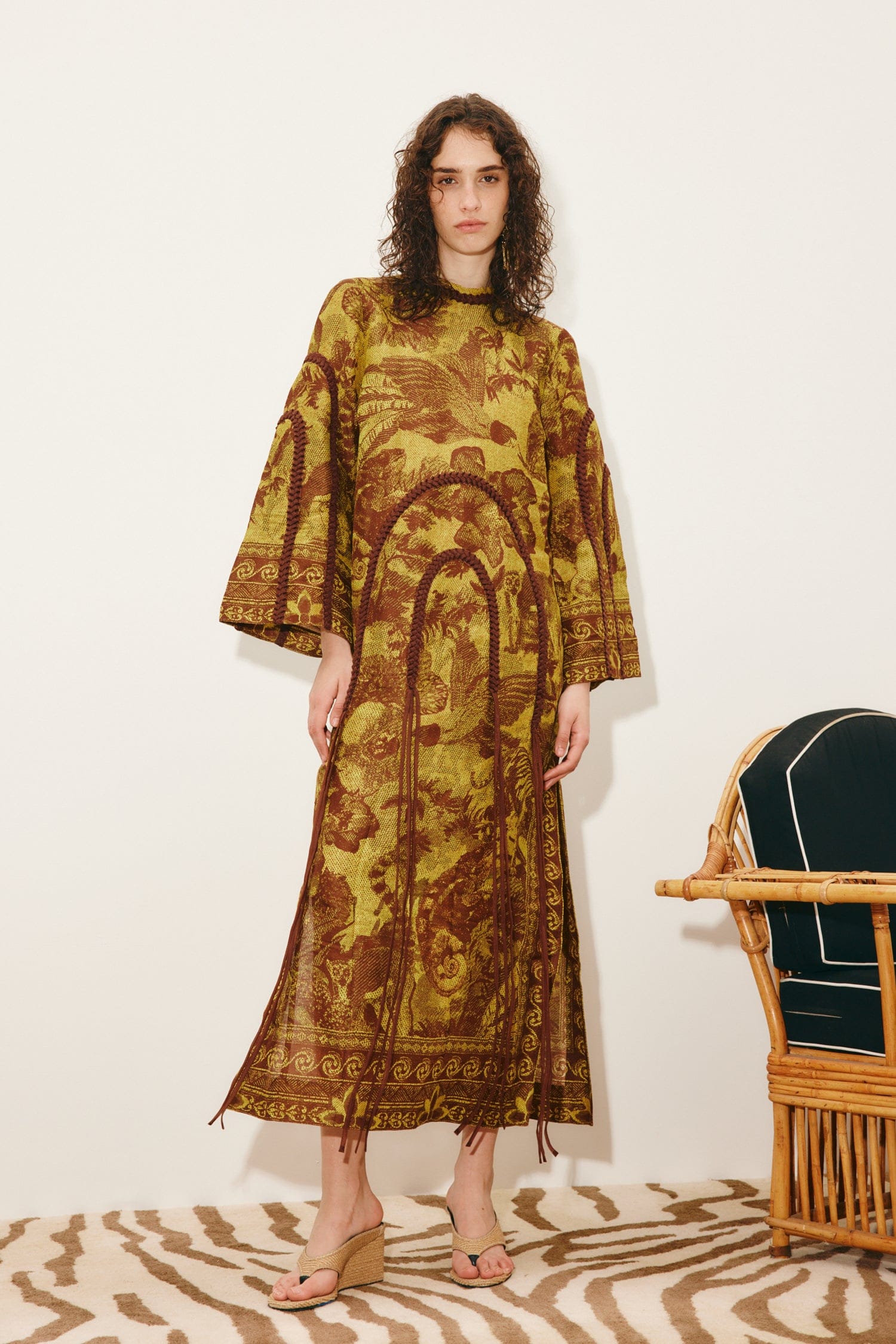 Alemaïs Charley robe midi lin soie franges organza