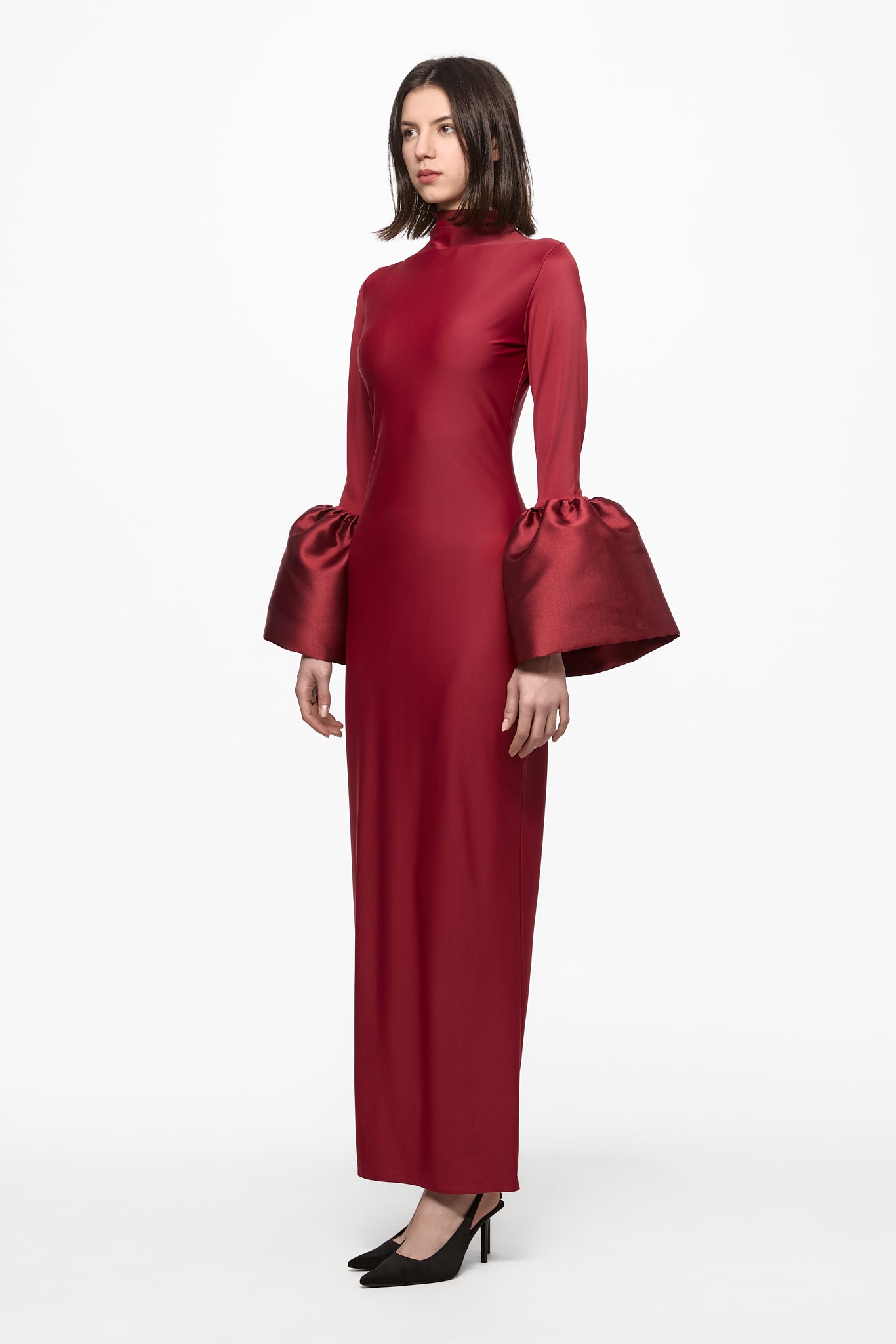 ATU Body Couture High Neck Midi Dress robe bordeaux S
