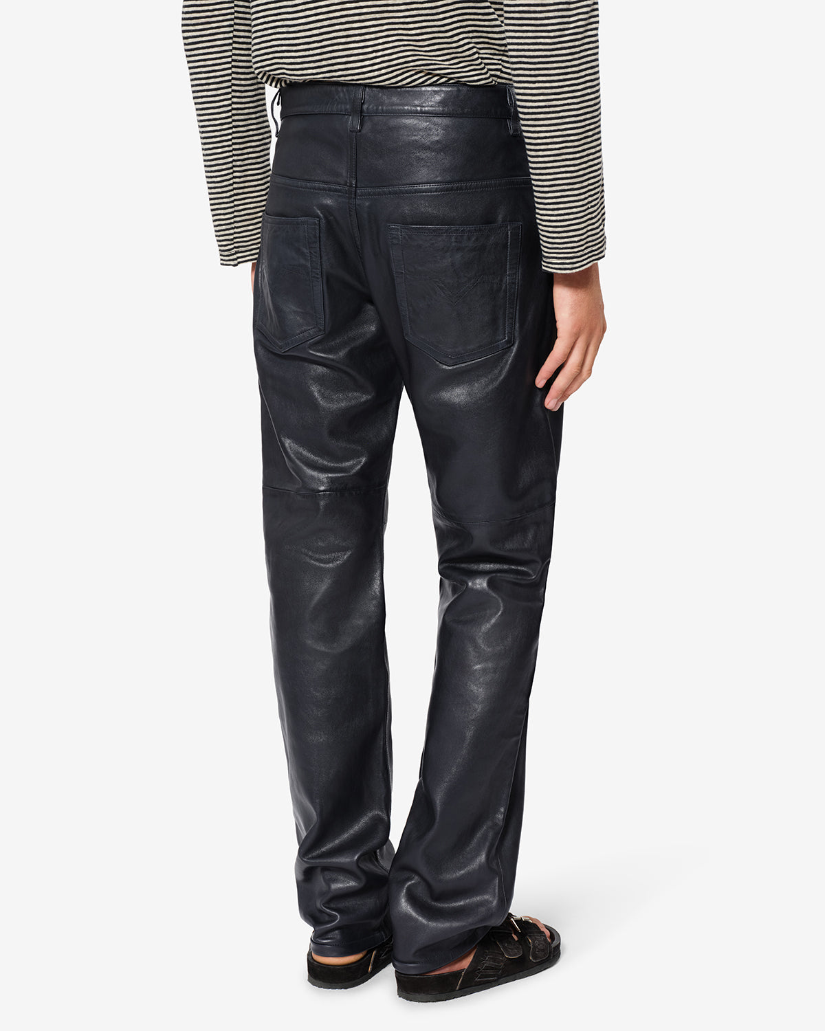 Isabel Marant Jude pantalon cuir agneau bleu marine