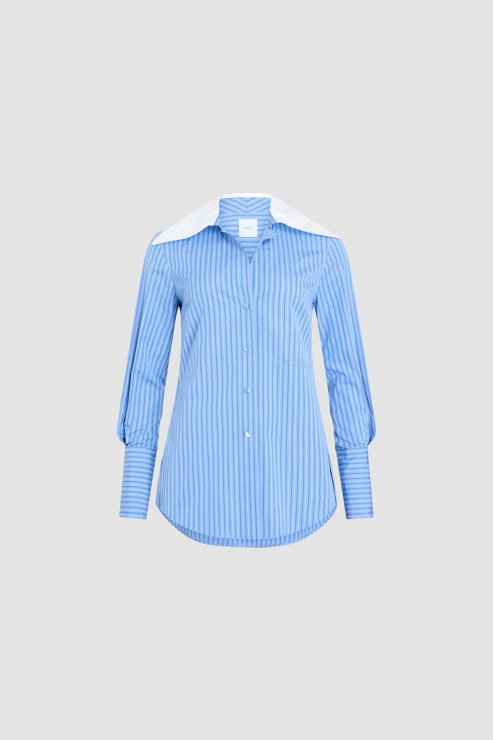 Patou BL048 Blouse Popeline Coton Bio Bleu Glace Rayé