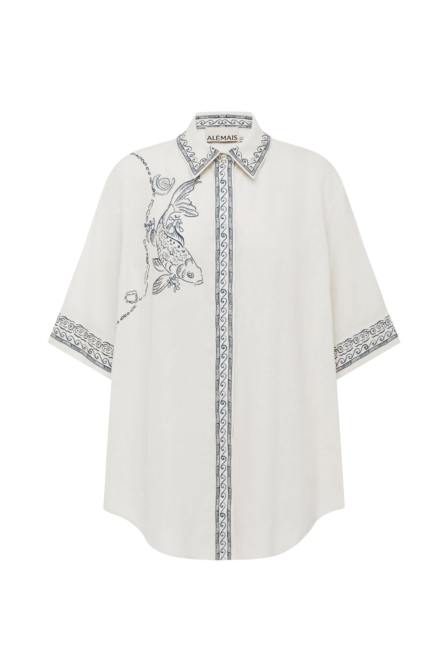 Alemais Lucky chemise lin carpe koi manches courtes