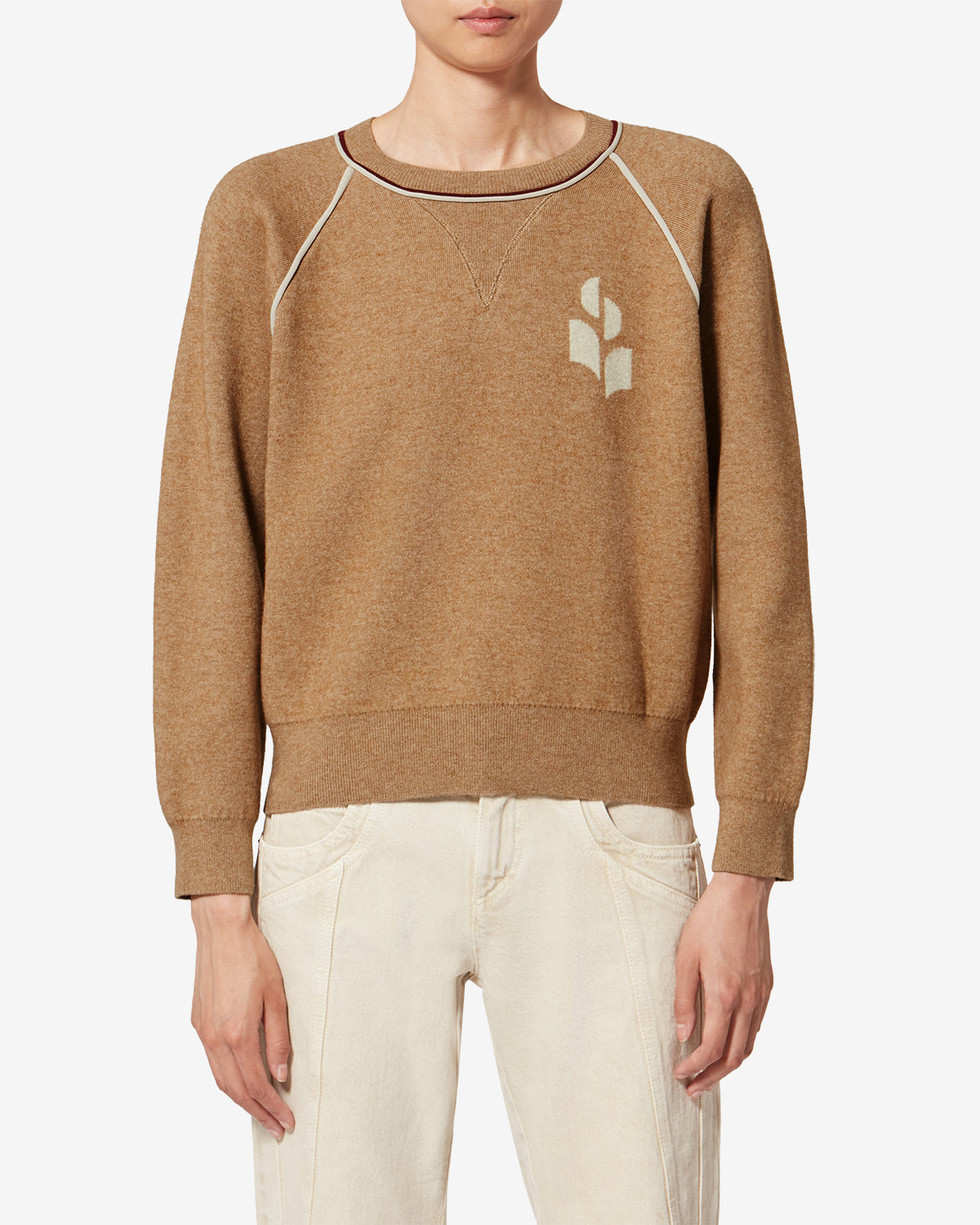 Isabel Marant Loriby pull camel-gris coton laine