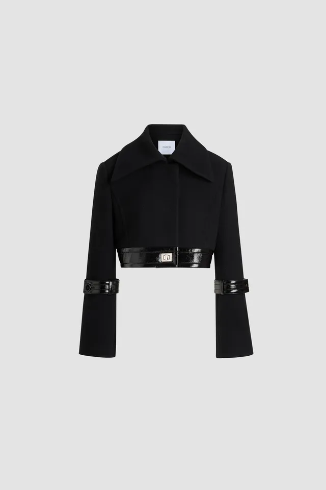 Patou H25JA0590217999L veste cropped noire laine