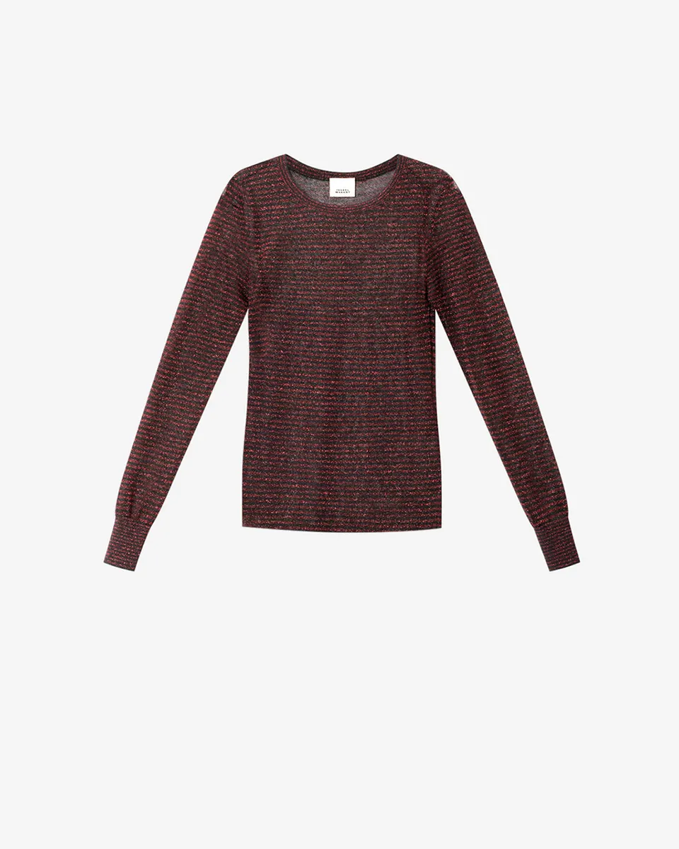 Isabel Marant Cenaya pull noir-rouge lurex rayé