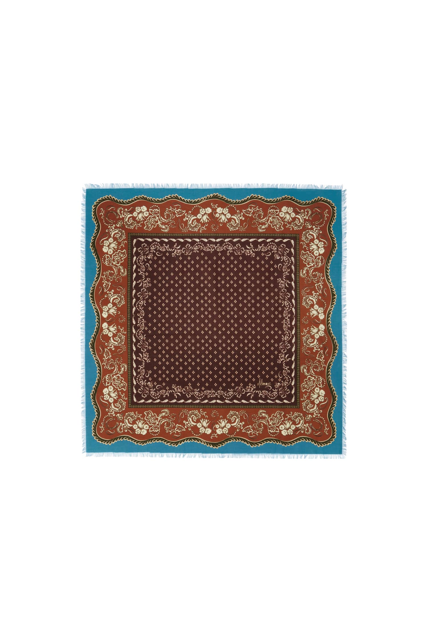 Alemaïs Alma foulard carré coton imprimé à franges