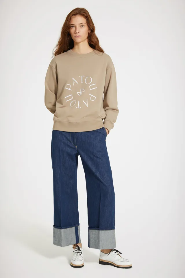 Patou JE070 sweat Parchment coton bio logo