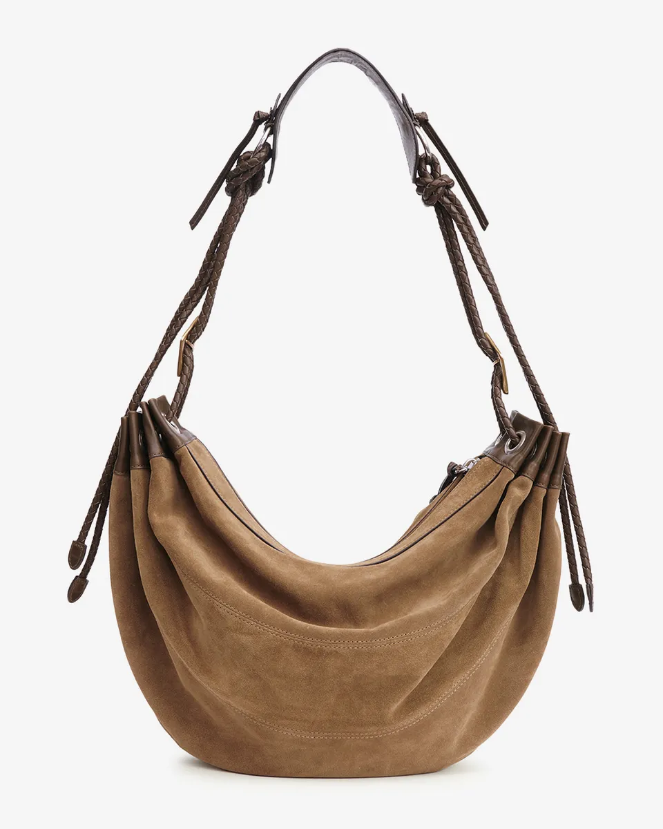 Isabel Marant Maia Large sac demi-lune cuir taupe