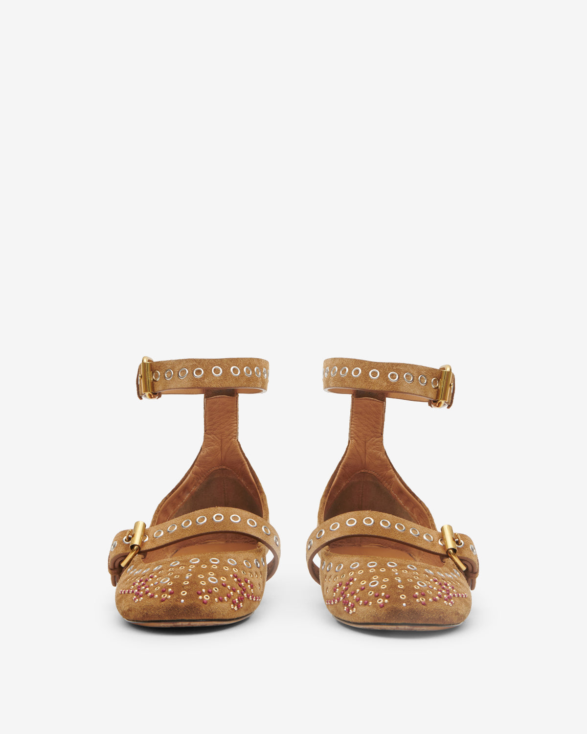 Isabel Marant Ylza ballerines cuir cognac cloutées