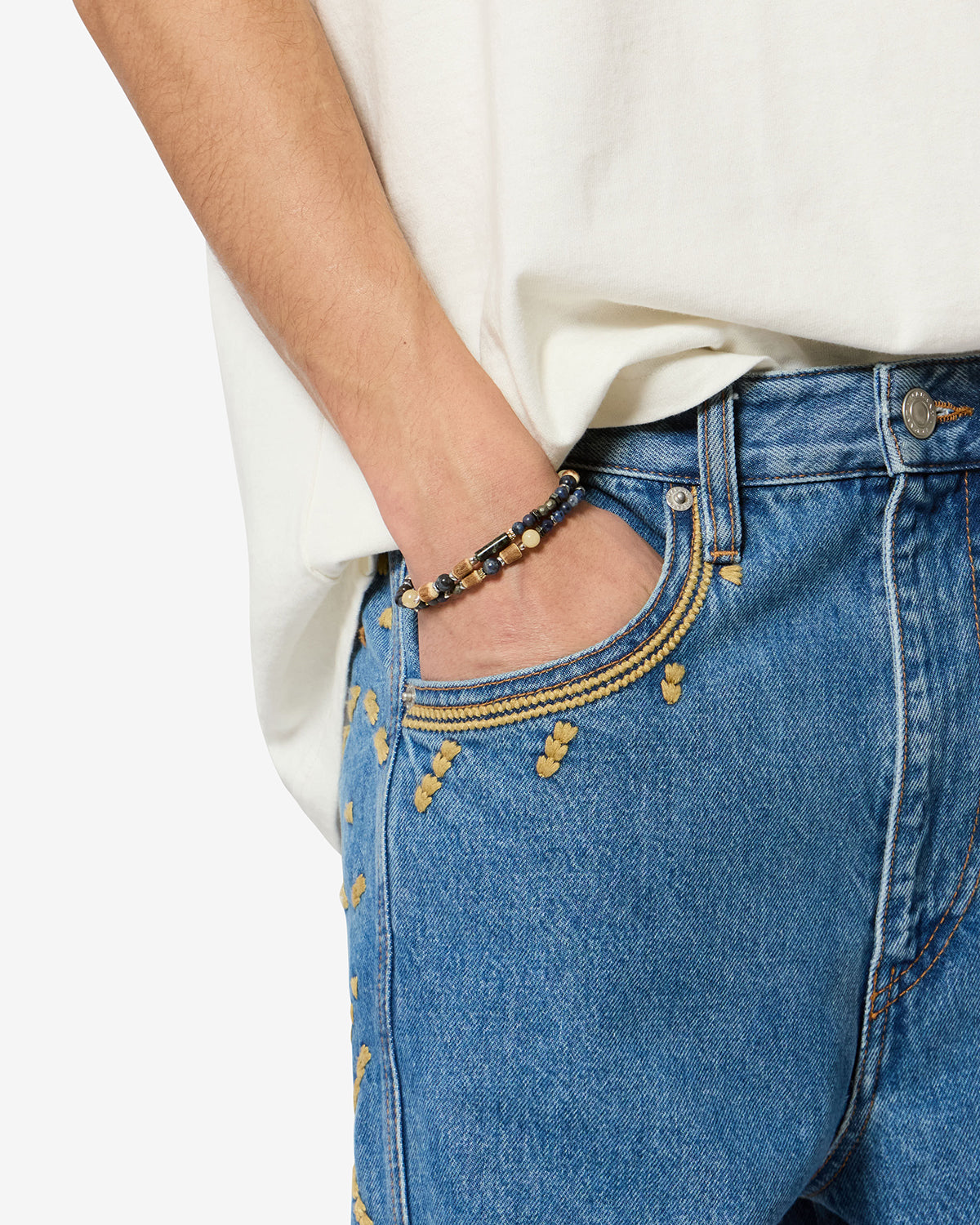 Isabel Marant Lois bracelet perles multicolor-bleu T1