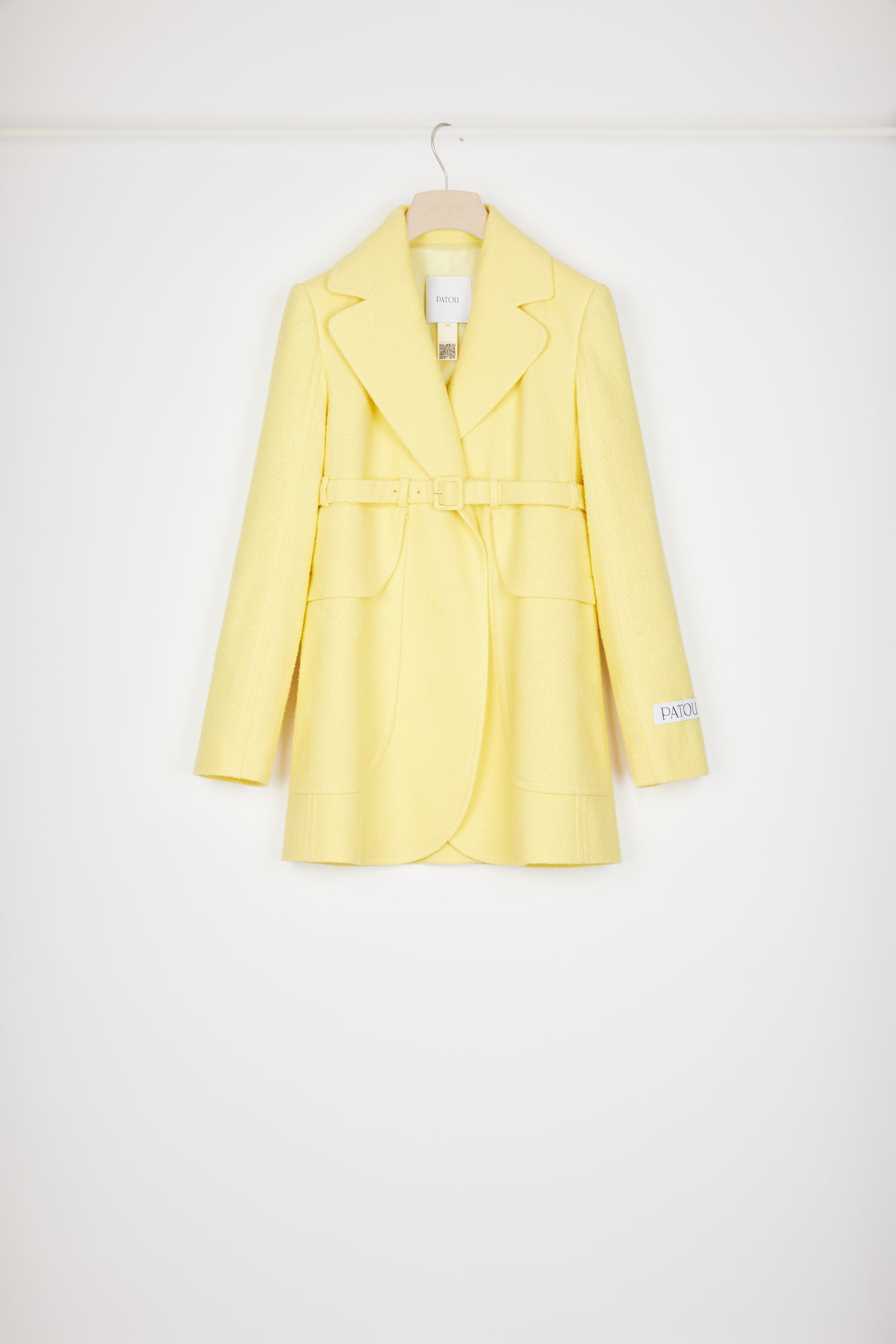 Patou P23JA028 veste tweed coton jaune mimosa ceinturée