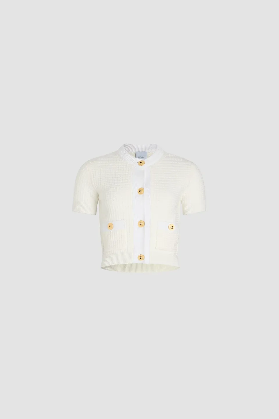 Patou Knitwear gilet KN241 ivoire coton gaufré