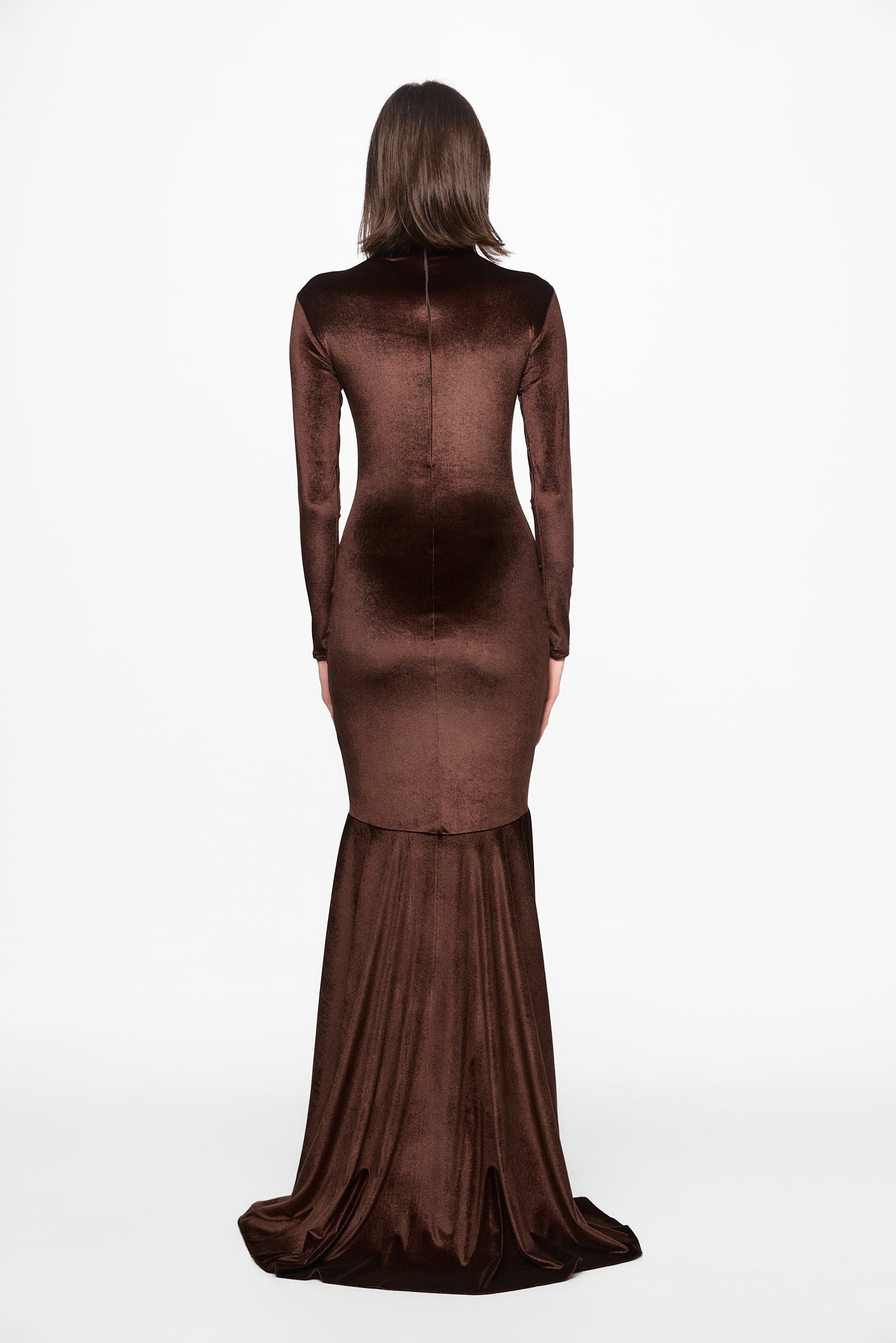 ATU Body Couture High neck robe maxi S velours marron