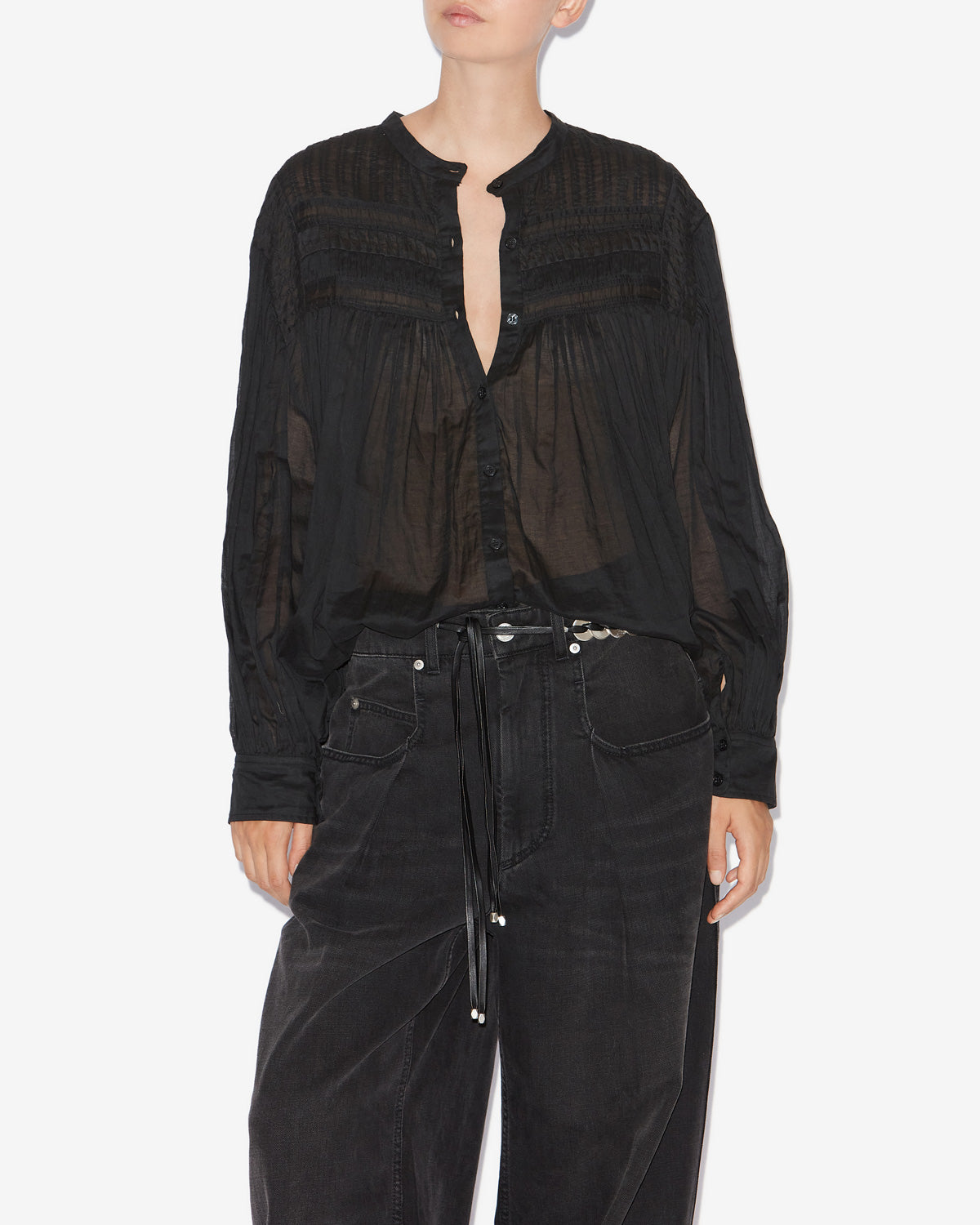 Isabel Marant Plalia HT0002FC blouse voile noir froncé
