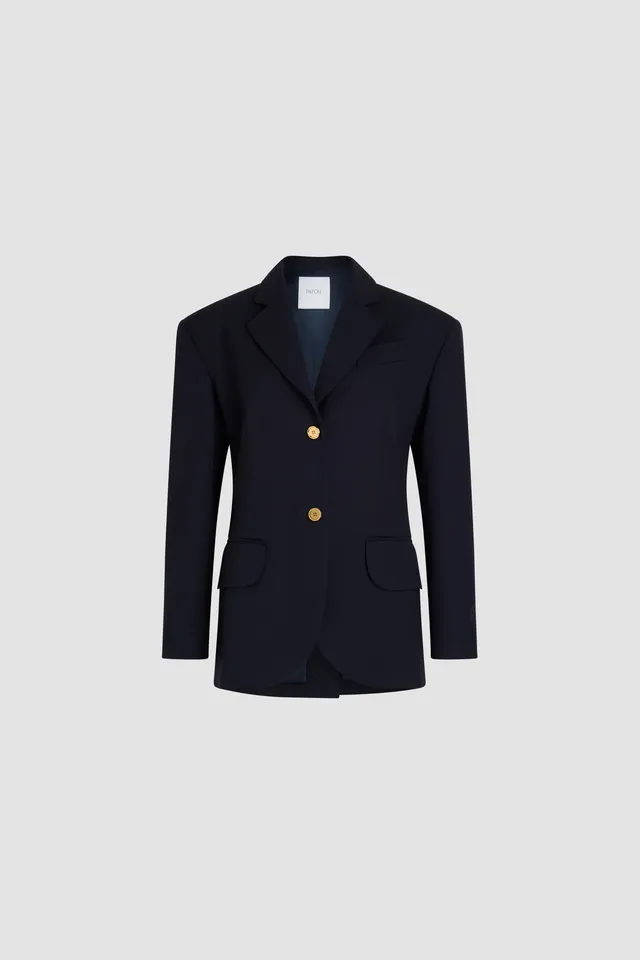 Patou P25JA047 veste oversize bleu marine 34-44 laine