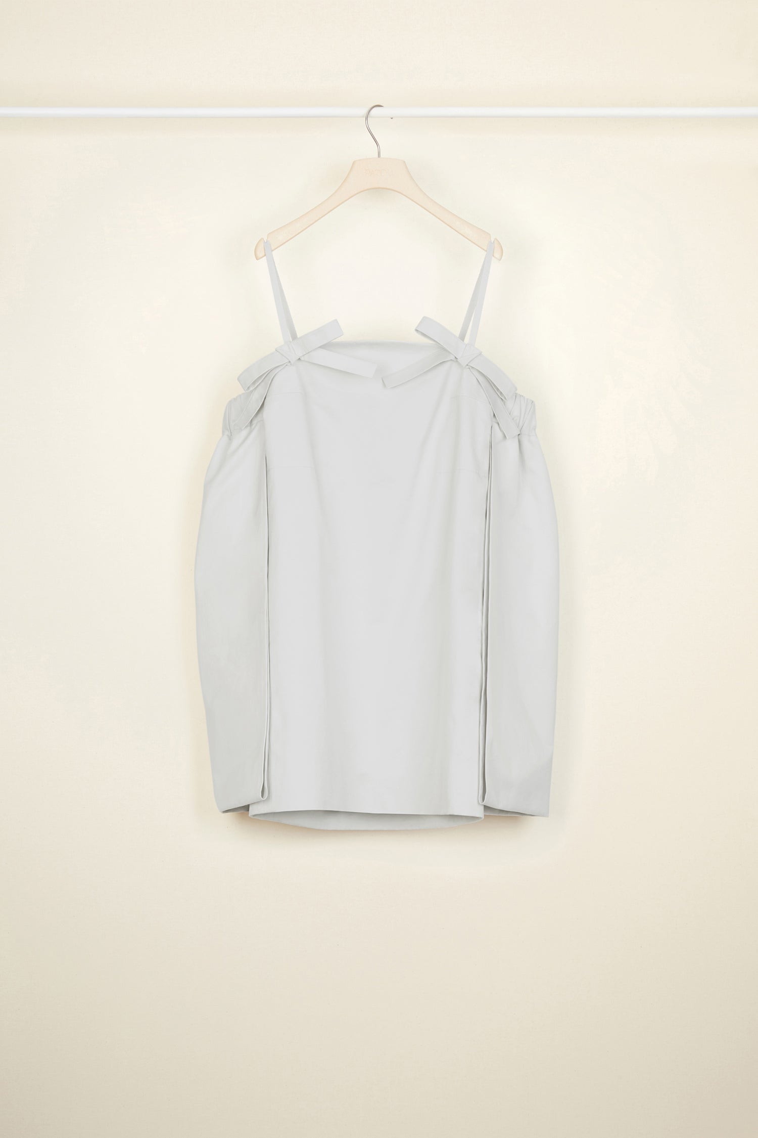 Patou E20DR039 robe cape satin coton gris clair