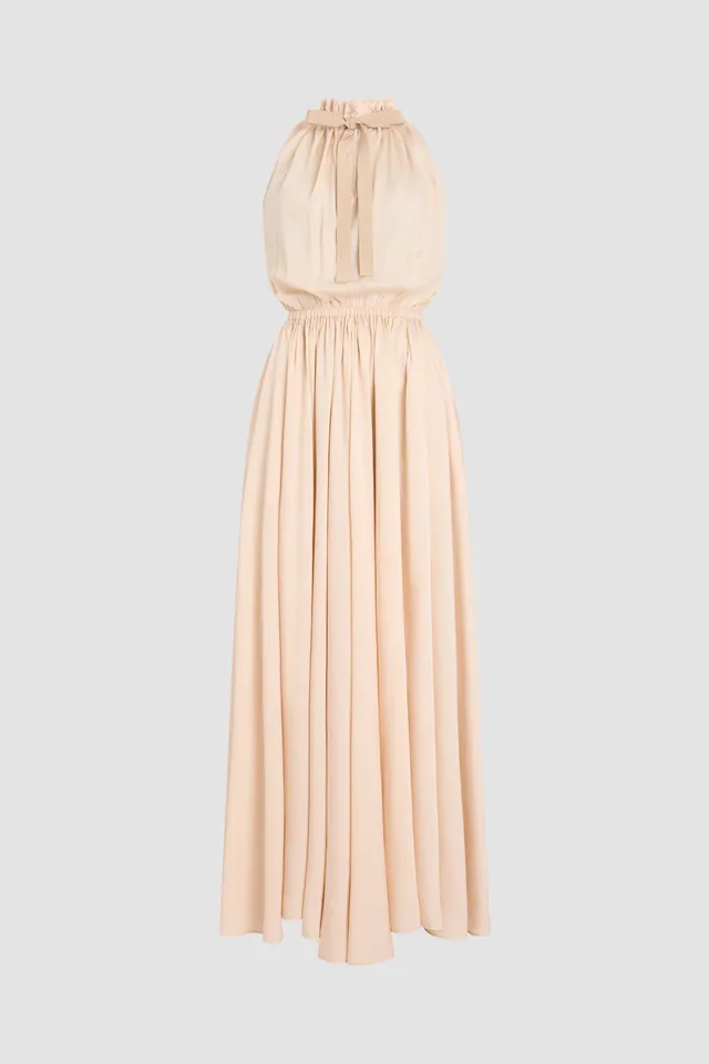 Patou DR24802515971 robe longue voile rayée abricot