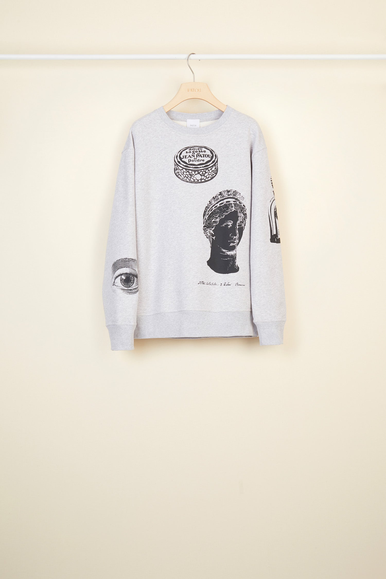 Patou JE0149995910A sweat coton bio oversize gris imprimé