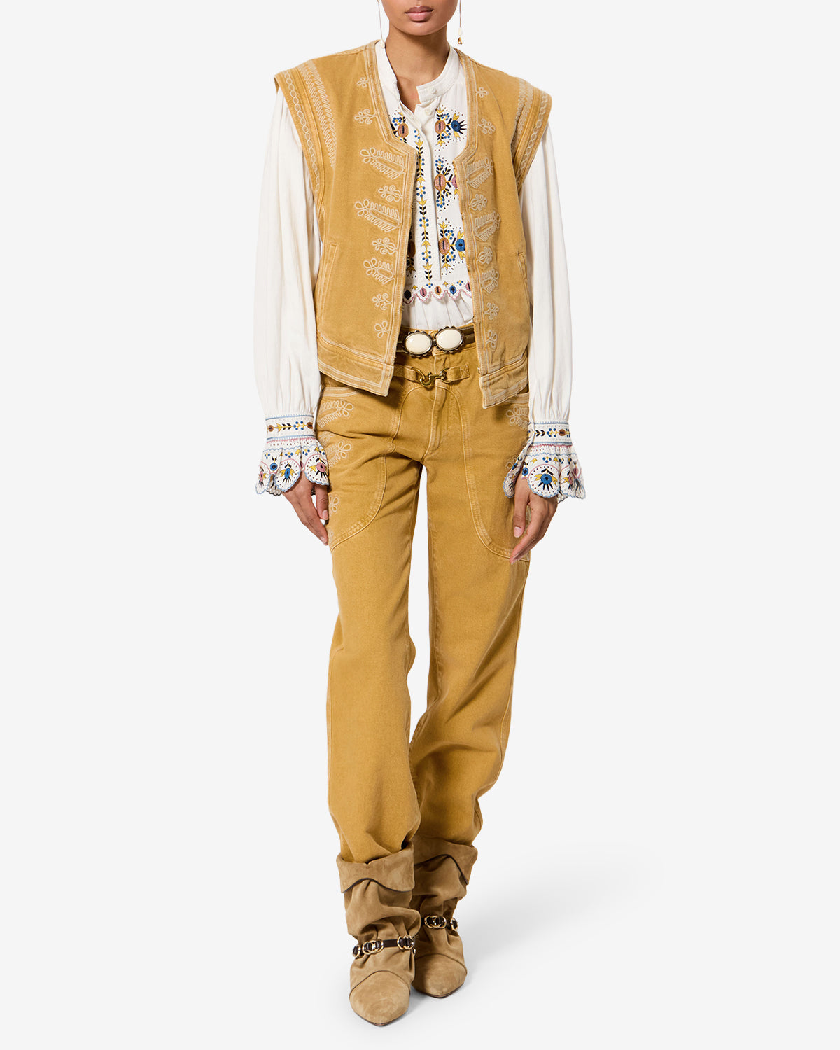 Isabel Marant Edmee GI0090FA gilet honey denim