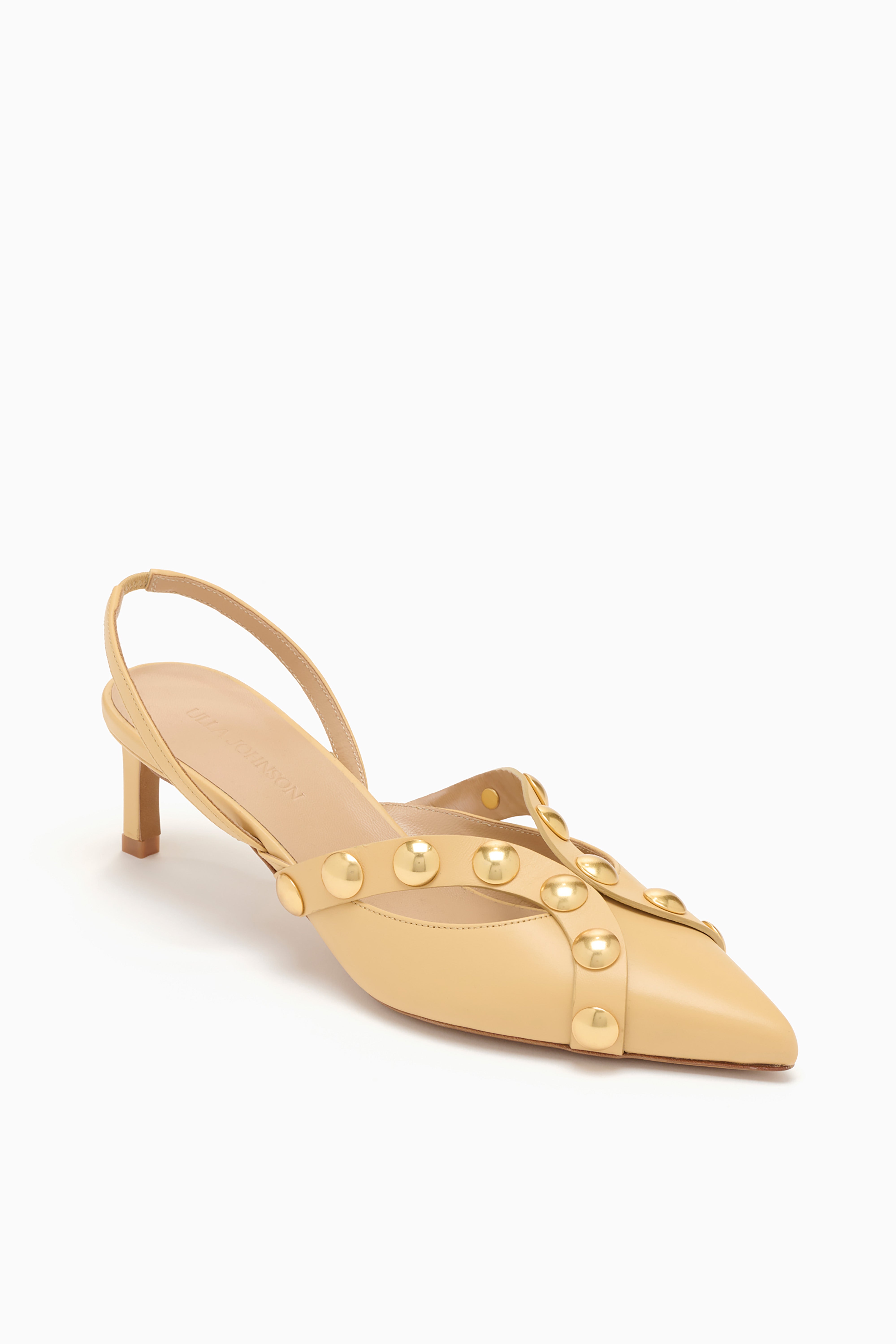 Ulla Johnson Vendome Escarpins Miele Cuir Cloutes Talon Kitten