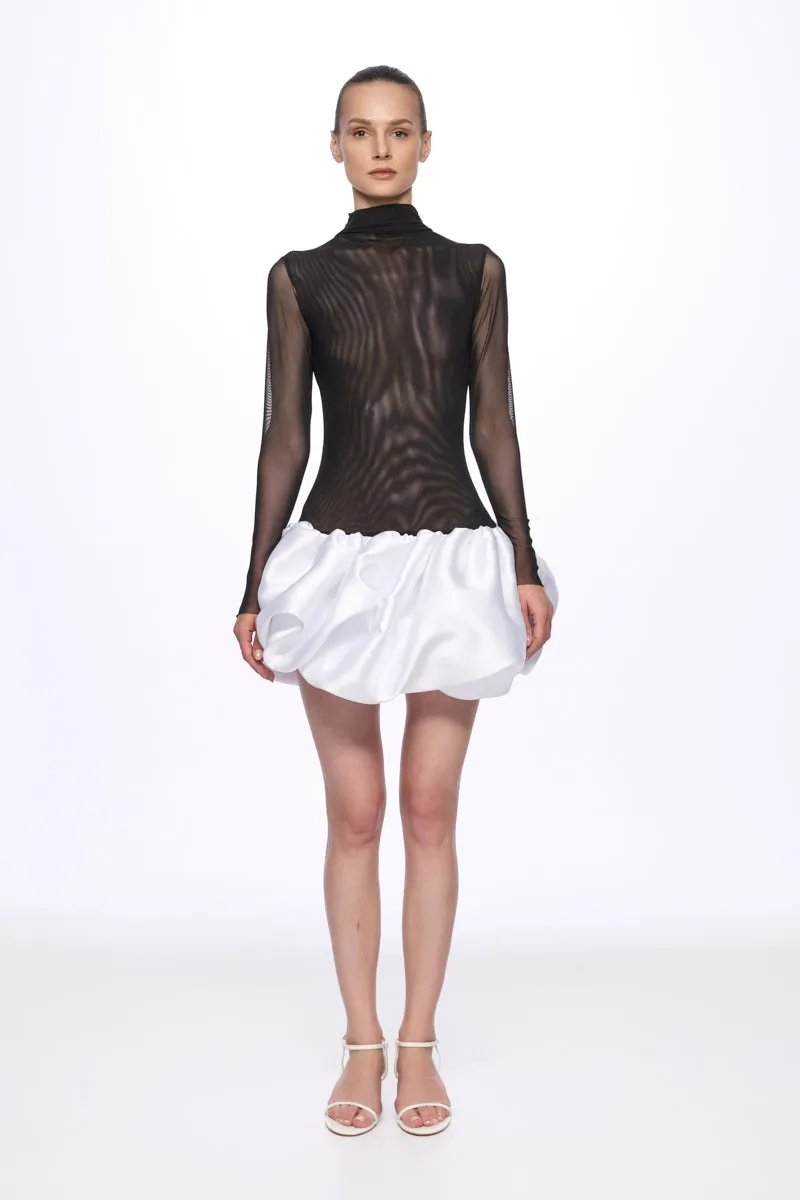 ATU Body Couture Bodysuits robe mini tulle taille basse noir blanc