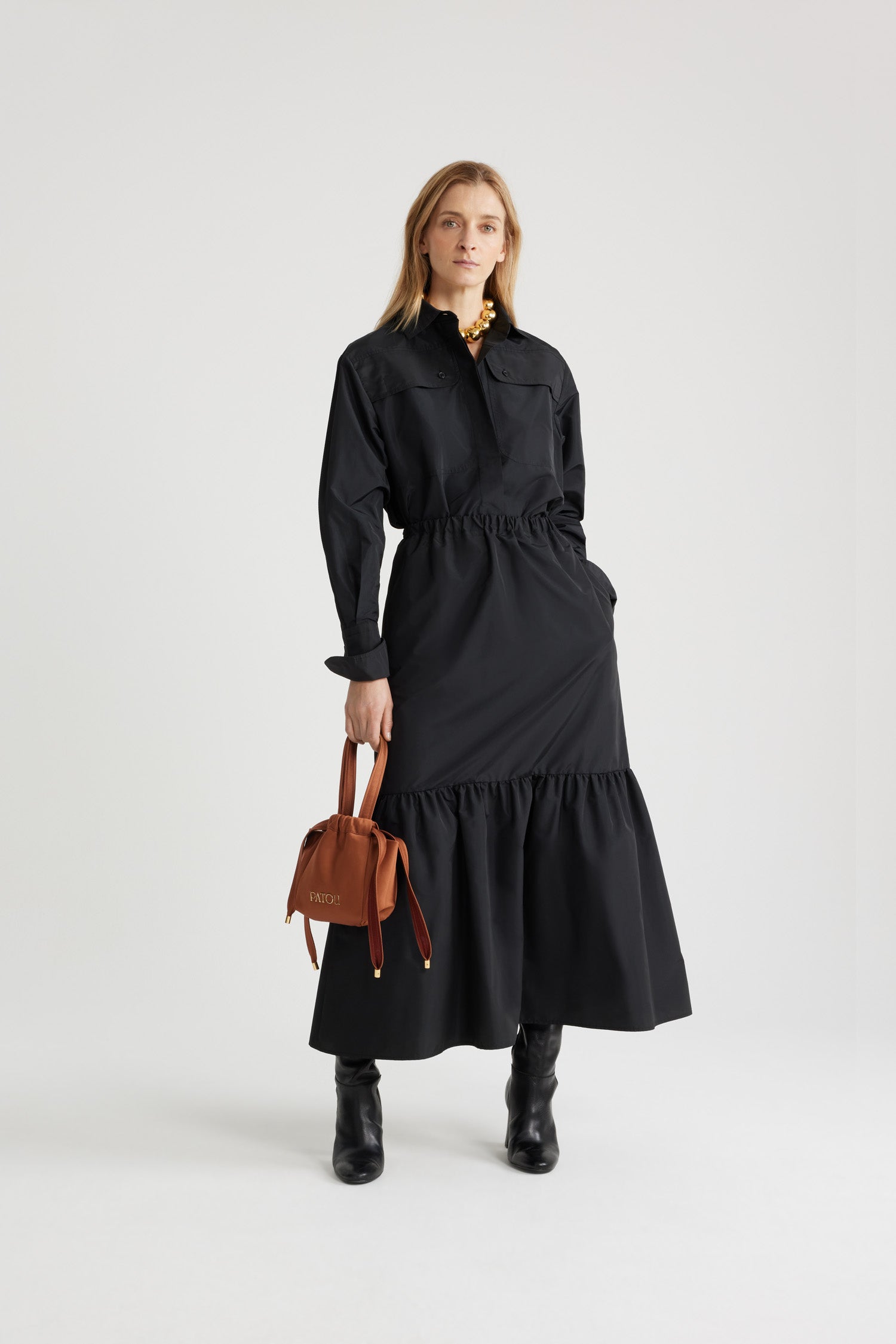 Patou BL035 chemise safari faille recyclée noire 34-44