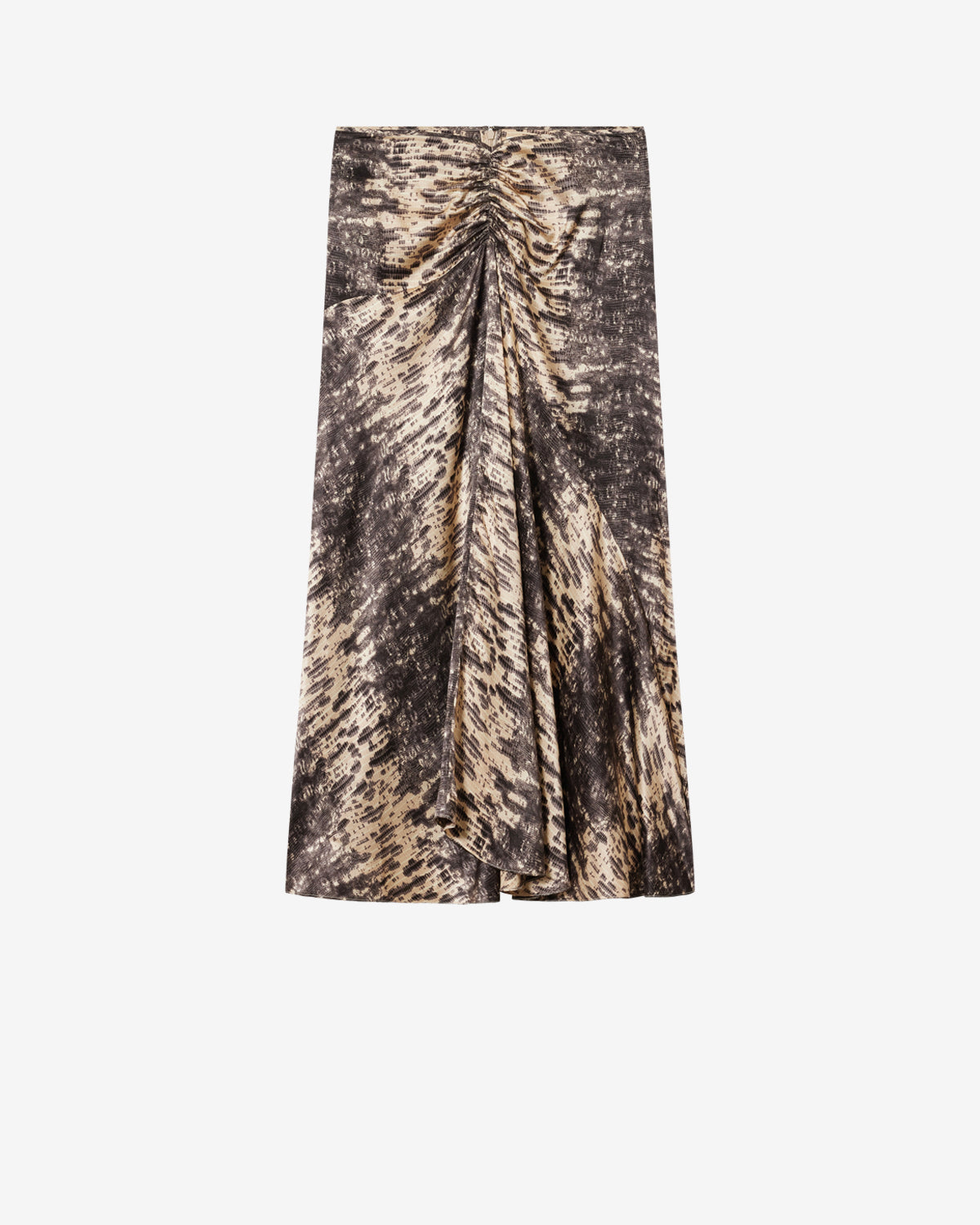 Isabel Marant Laren jupe soie beige python mi-longue