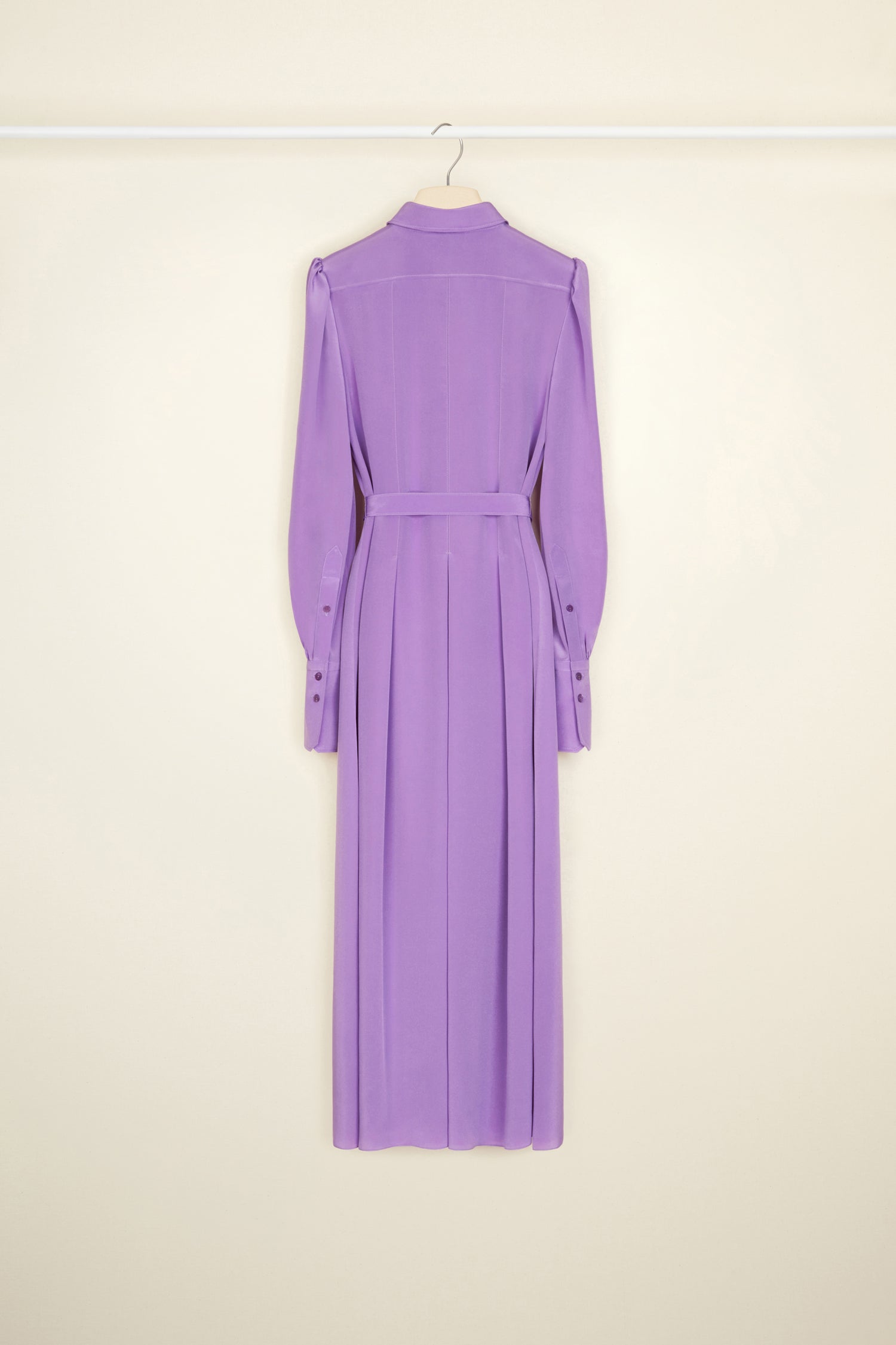 Patou A21DR0780013498P robe chemise midi soie violette plissée