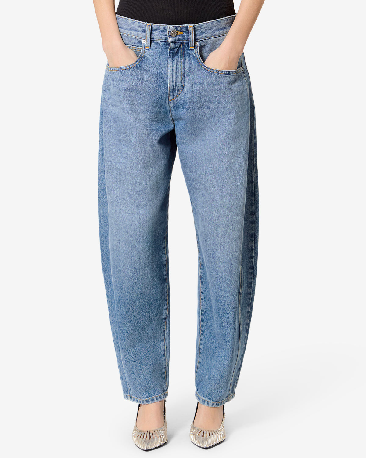 Isabel Marant Oriane jean barrel bleu clair délavé