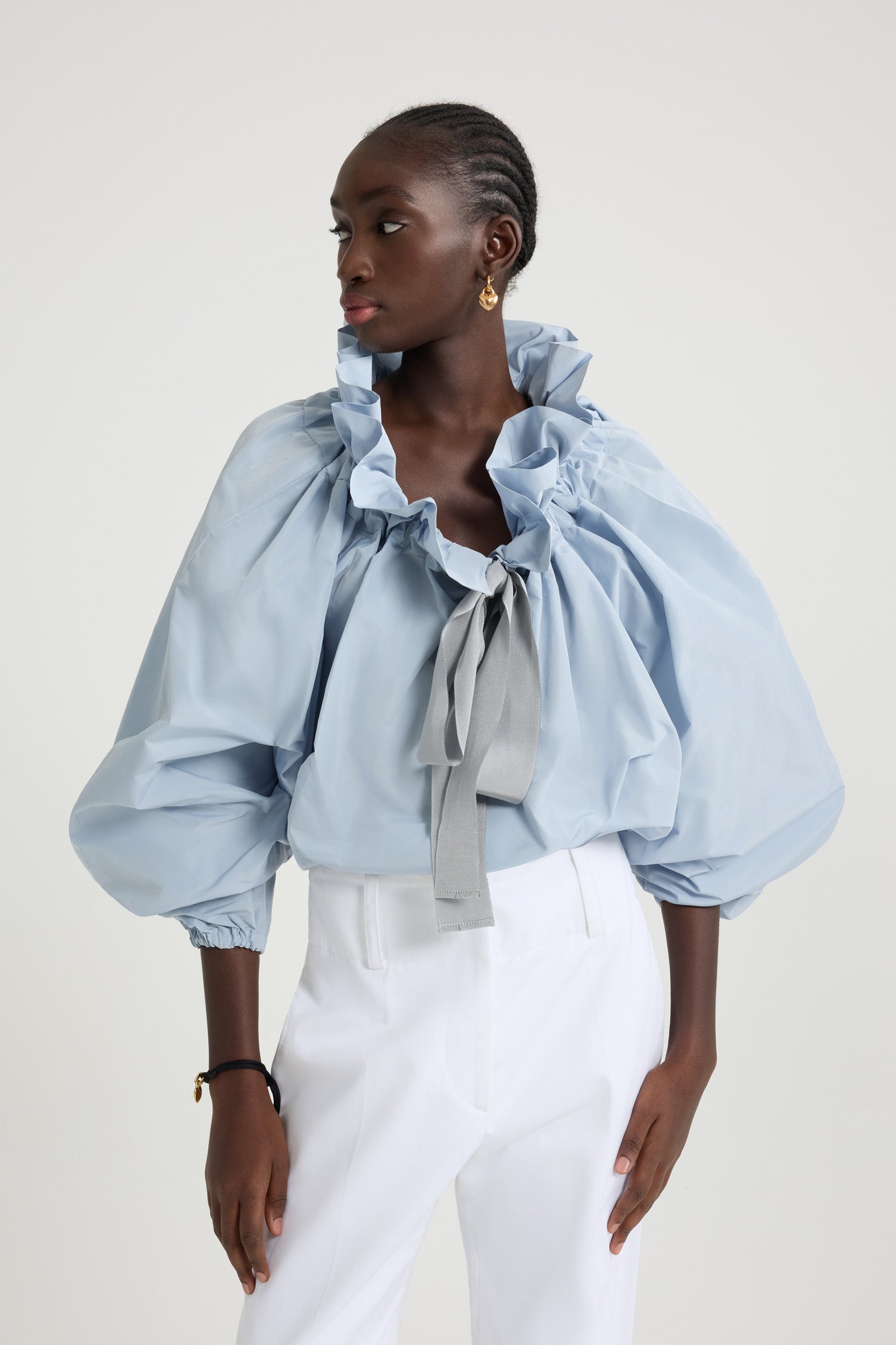 Patou TO017 top Pearl Blue faille recyclée noué